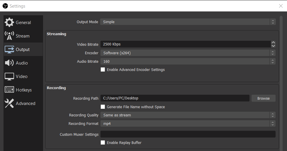 OBS Settings