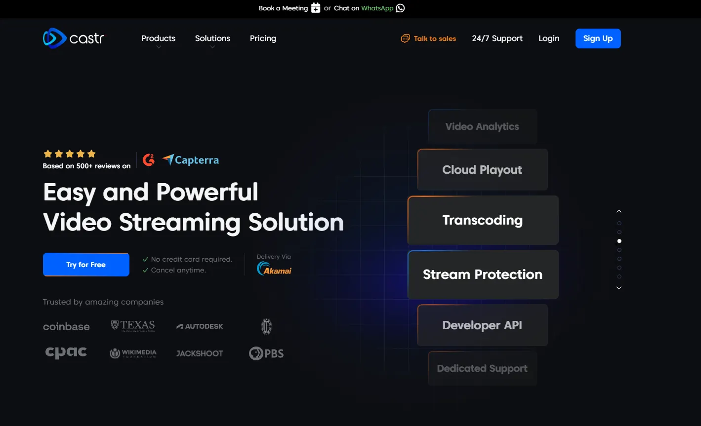Castr Dashboard Interface