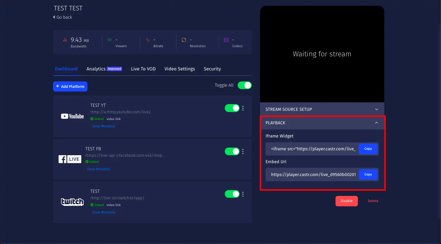 HTML5 information for streaming on websites