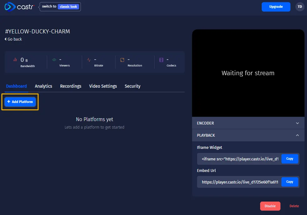 how to live stream from castr to instagram
